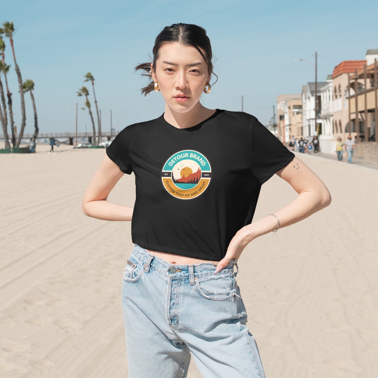 Detour Brand Women's Flowy Cropped Tee